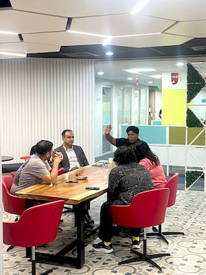 upGrad Ranchi office - student and parents with the counselling team after their study abroad session
